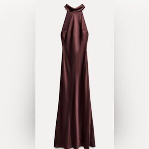 Zara mocha satin maxi dresss